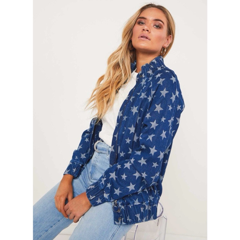 Beautiful Denim Bomber Jacket THE FIFTH LABEL L ⭐️